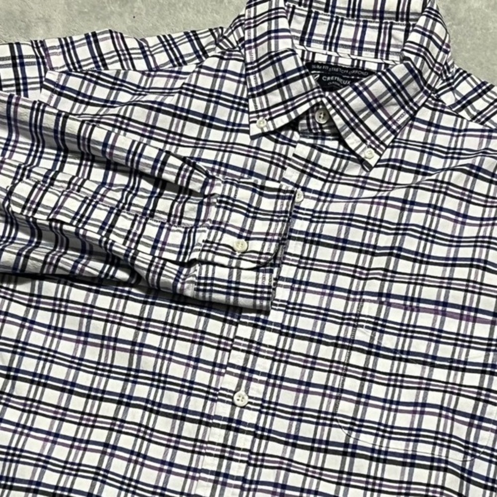 Cremieux Classics Mens XL Slim Fit Stretch Oxford Plaid Long Sleeve Shirt